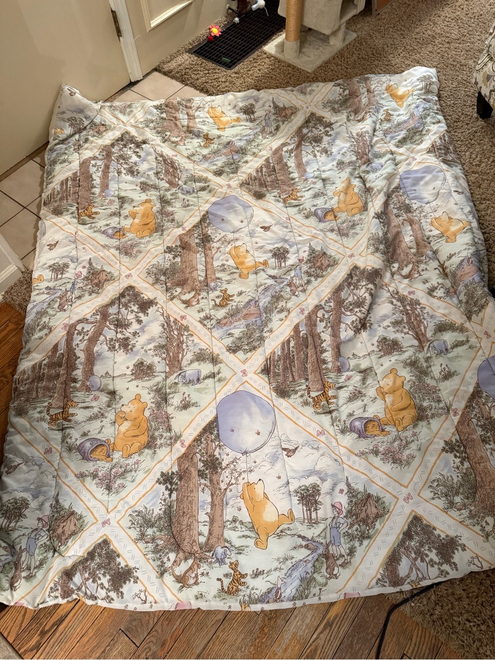 Vintage 100 acre wood  Disney Winnie The Pooh Twin comforter  piglet balloons